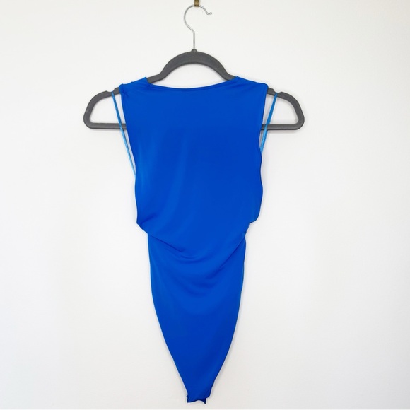 Zara Women Knotted Neckline Bodysuit - Size M - Blue - Picture 2 of 9